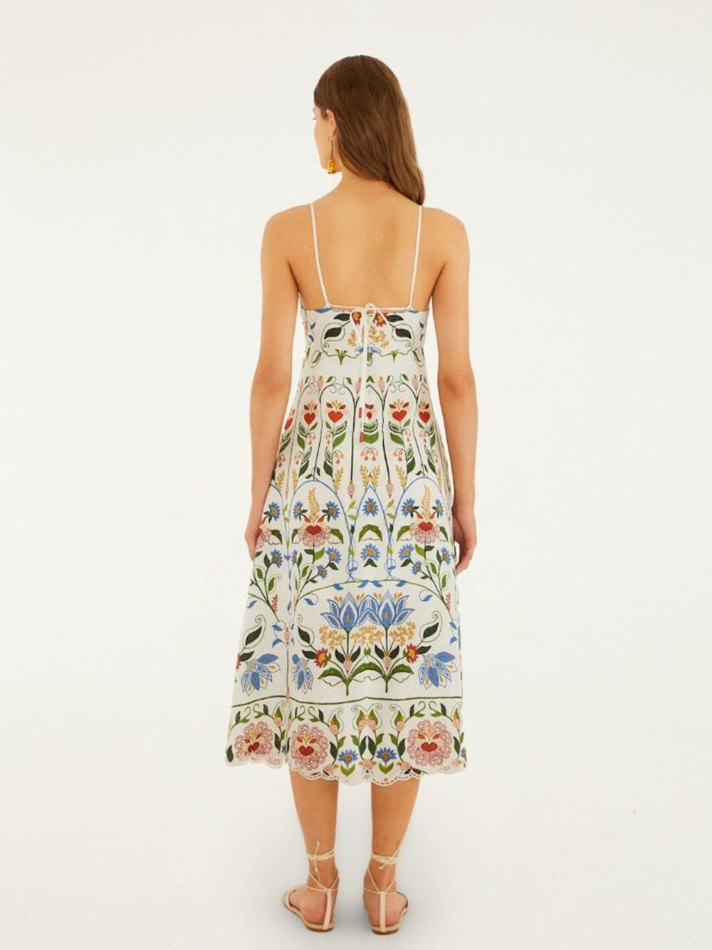 NWT FARM Rio stitched garden 100% linen midi dress - Picture 4 of 5
